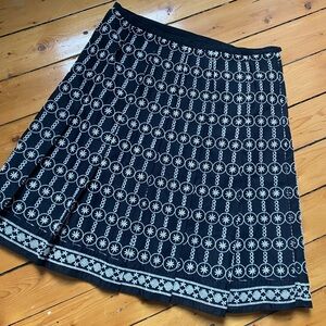 Max Studio embroidered pleated cotton skirt